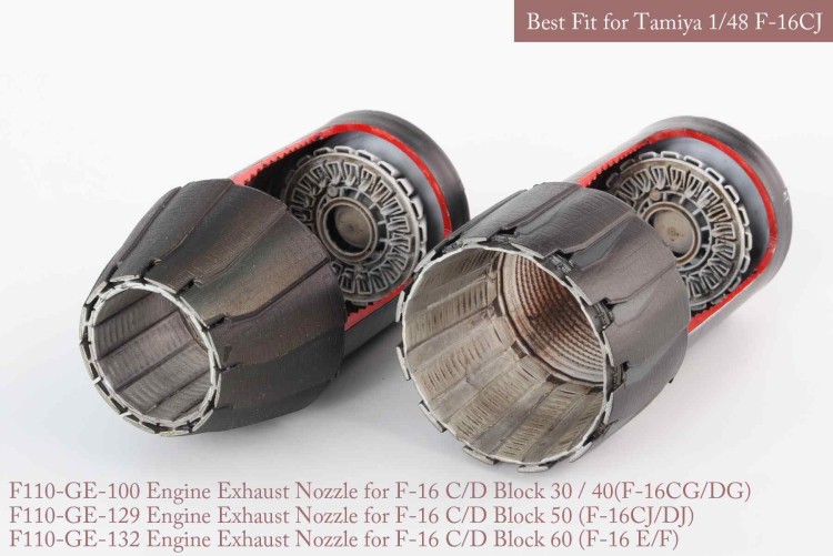 Mk1 Design MA-48059 SE Lockheed-Martin F-16C/F-16D Fighting Falcon Block 30/40/50/60 GE exhaust nozzle. Aftrer burner Set (opend+closed) 1/48