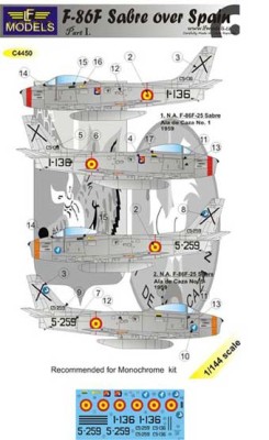Lf Model C4450 Decals F-86F Sabre over Spain part 1 1/144