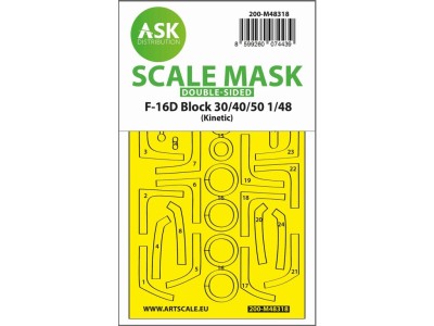 Art Scale 200-M48318 Lockheed-Martin F-16D Block 30/40/50 wheels and canopy frame paint mask (inside and outside) for Kinetic 1/48