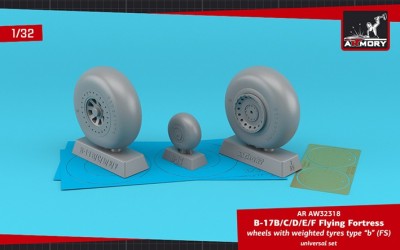 Armory ARAW32318 Boeing B-17B/B-17C/B-17D/B-17E/B-17F Flying Fortress wheels with weighted tyres type &quot;b&quot; 1/32