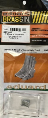 Eduard 6481065 BRASSIN P-40 seat w/ integral belts Type 2 1/48