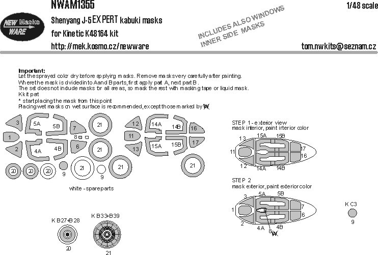 New Ware M1355 Mask Shenyang J-5 EXPERT (KIN 48164) 1/48