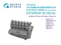 Quinta Studio QP32022 Электропроводка двигателя DAIMLER-MERCEDES D.III, для Roland C.II, Albatros D.I-V, Pfalz D.III/D.XII, Junkers D.1 и др. (Wingnut Wings, Roden) 1/32