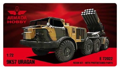 Armada Hobby E72022 ZIL-135 BM-27 URAGAN 8 wheeled multiple rocket launcher Resin kit w. PE set 1/72