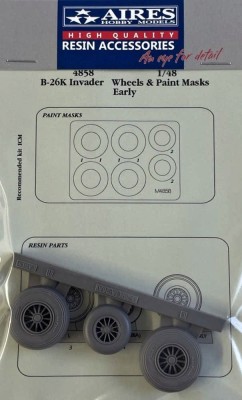 Aires 4858 B-26K Invader Early wheels&amp;paint masks (ICM) 1/48