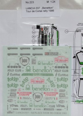 Reji Model 223 Lancia 037 BENETTON Tour de Corse 1986 1/24