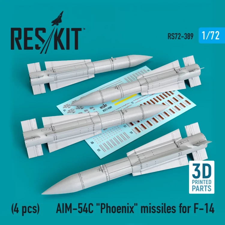 Reskit RS72-389 AIM-54C 'Phoenix' missiles for F-14 (4pcs.) 1/72
