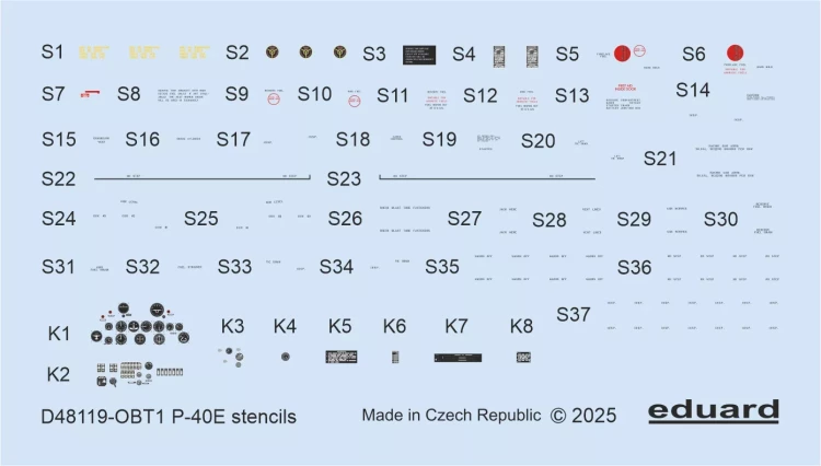 Eduard D48119 Decals P-40E stencils (EDU) 1/48