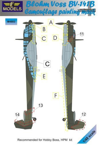 Lf Model M4883 Mask Blohm Voss BV-141B Camouflage painting 1/48