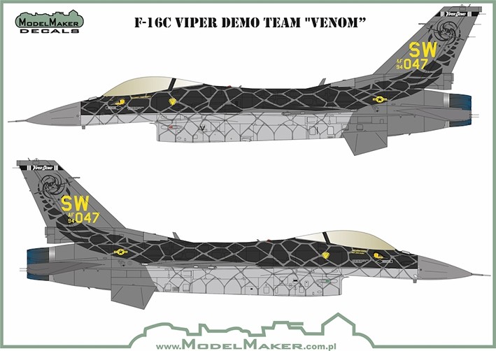 Model Maker Decals D72157 Lockheed-Martin F-16C Fighting Falcon Viper Demo Team 'VENOM' 1/72