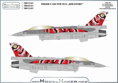 Model Maker Decals MD32187 Polish Lockheed-Martin F-16D NTM 2013 "Red livery" 1/32