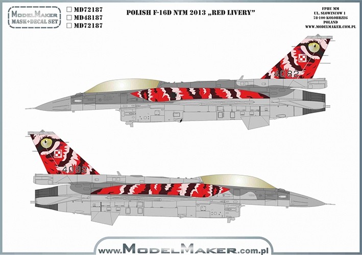 Model Maker Decals MD32187 Polish Lockheed-Martin F-16D NTM 2013 "Red livery" 1/32
