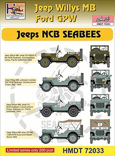 Hm Decals HMDT72033 1/72 Decals Jeep Willys MB/Ford GPW NCB SEABEES