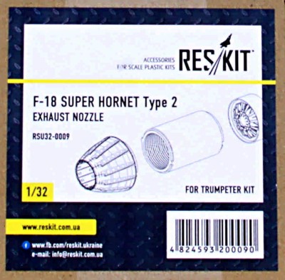Reskit RSU32-0009 F-18 (E/G) SUPER HORNET Type 2 exh.nozzles 1/32