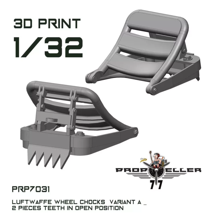 77 Propeller 77PRP-7031 Luftwaffe wheel chocks teeth opened (2 pcs.) 1/32