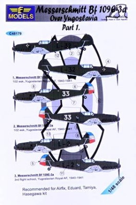 Lf Model C48179 Decals Bf 109E3a Yugoslavia (EDU.HAS,TAM) I. 1/48