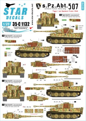 Star Decals 35-C1132 Pz.Kpfw.VI Tiger I - Late production, on the Eastern front 1944.s.Pz.Abt. 507 Tiger I 1/35