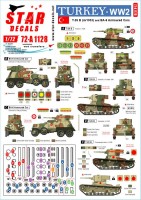 Star Decals 72-A1128 Turkey in WW2T-26 B tanks and BA-6 armoured cars.Markings for turkish AFVs in 1930-40s 1/72