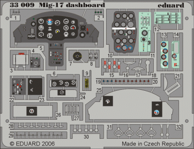 Eduard 33009 MiG-17 dashboard 1/32 TRU