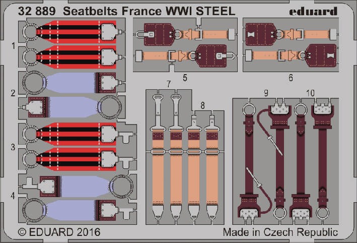 Eduard 32889 SET Seatbelts France WWI STEEL 1/32