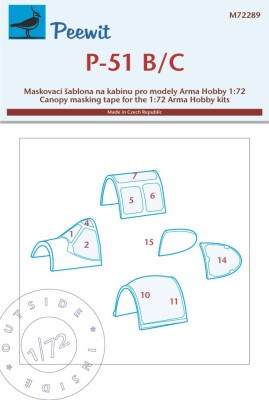 Peewit M72289 Canopy mask P-51 B/C (ARMA H.) 1/72