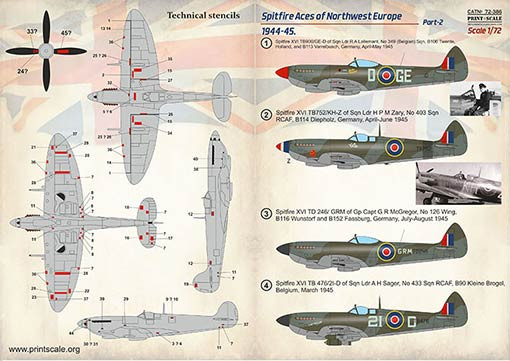 Print Scale 72-386 Spitfire Aces of NW Europe 1944-45, part 2 1/72