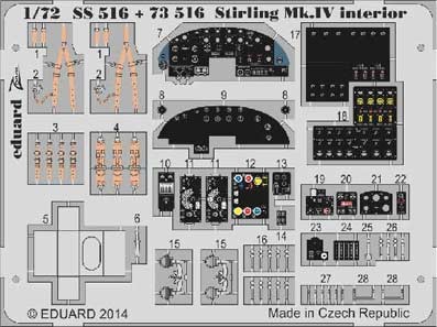 Eduard SS516 1/72 Цветное фототравление для Stirling Mk. IV interior S. A.