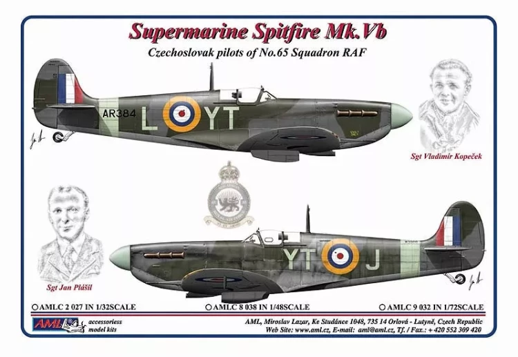 AML AMLC48038 Decals Czechoslovak pilots of No.65 Squadron 1/48