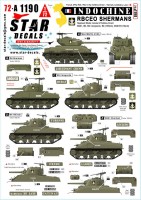 Star Decals 72-A1190 Indochine # 6 R.B.C.E.O Shermans M4, MA1, M4 Composite, M4(105mm), M4A1E8(76mm) Sherman 1/72