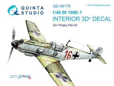Quinta studio QD48176 Bf 109E-1 (для модели Wingsy kits) 1/48