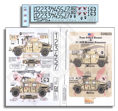 Echelon FD D356233 Task Force Bandit &amp; 11 ACR Humvee Markings 1/35
