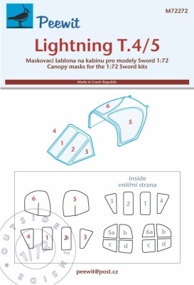 Peewit M72272 Canopy mask Lightning T.4/5 (SWORD) 1/72