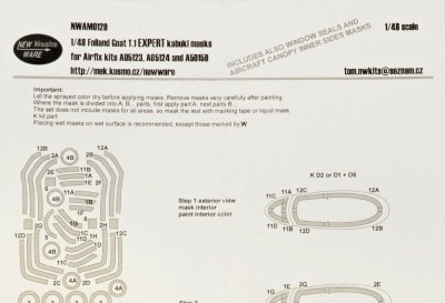 New Ware NWA-M0129 Mask Folland Gnat T.1 EXPERT (AIRFIX) 1/48