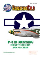 Barracuda Studios BC-48361 North-American P-51D Mustang Cockpit Stencils and Placards 1/48