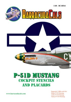 Barracuda Studios BC-48361 North-American P-51D Mustang Cockpit Stencils and Placards 1/48