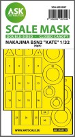 Art Scale 200-M32097 Nakajima B5N2 Kate closed canopy - wheels and canopy frame paint mask (inside and outside) 1/32