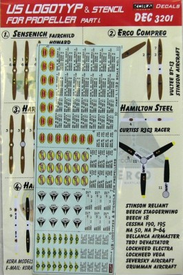 Kora Model DEC3201 US logotypes for propellers (Part I.) декали 1/32