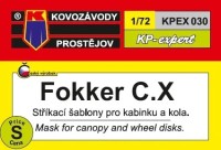 Kovozavody Prostejov EX030 Canopy&wheel mask Fokker C.X 1/72