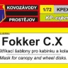 Kovozavody Prostejov EX030 Canopy&wheel mask Fokker C.X 1/72