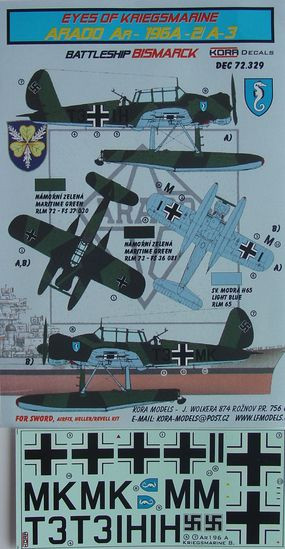 Kora Model DEC72329 Ar-196A-2/A-3 (BISMARCK) декали декали 1/72