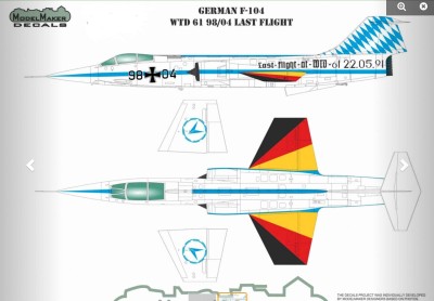 Model Maker Decals MD32195 German Lockheed F-104G Starfighter WTD 61 98/04 'Last Flight' 1/32
