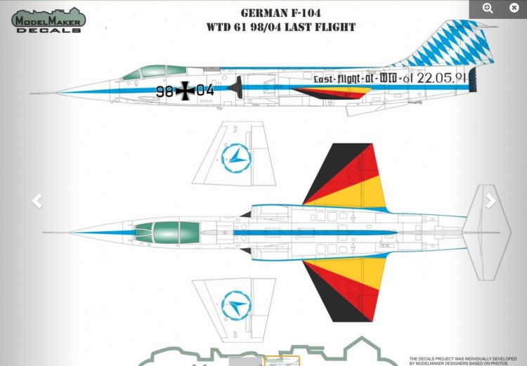 Model Maker Decals MD32195 German Lockheed F-104G Starfighter WTD 61 98/04 'Last Flight' 1/32