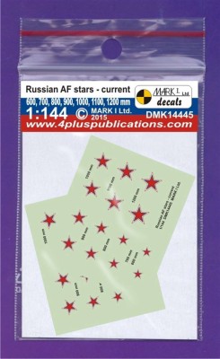 4+ Publications DMK-14445 1/144 Decals Russian AF stars - current (2 sets)