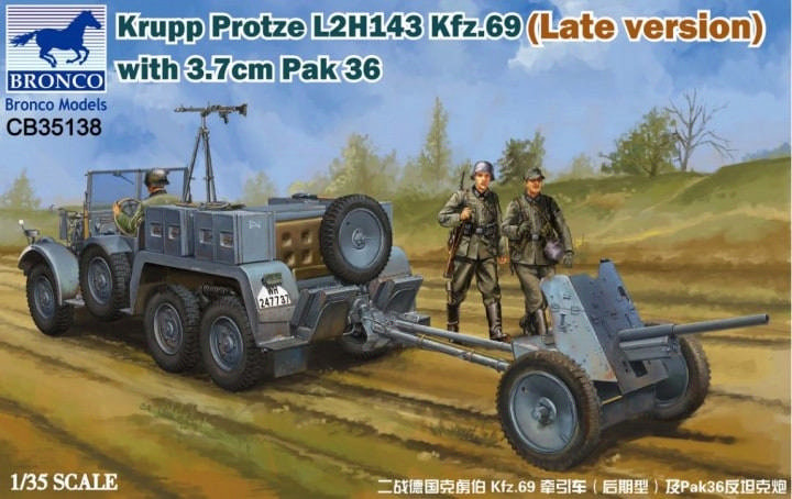 Bronco CB35138 Krupp Protze L2H143 Kfz.69 Late version with 3.7cm Pak 36 1/35