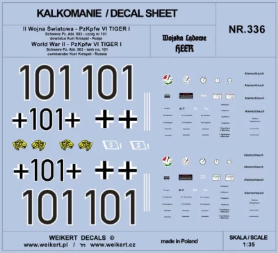 Weikert Decals 336 PzKpfw VI TIGER - '101' Kurt Knispel, Russia 1/35