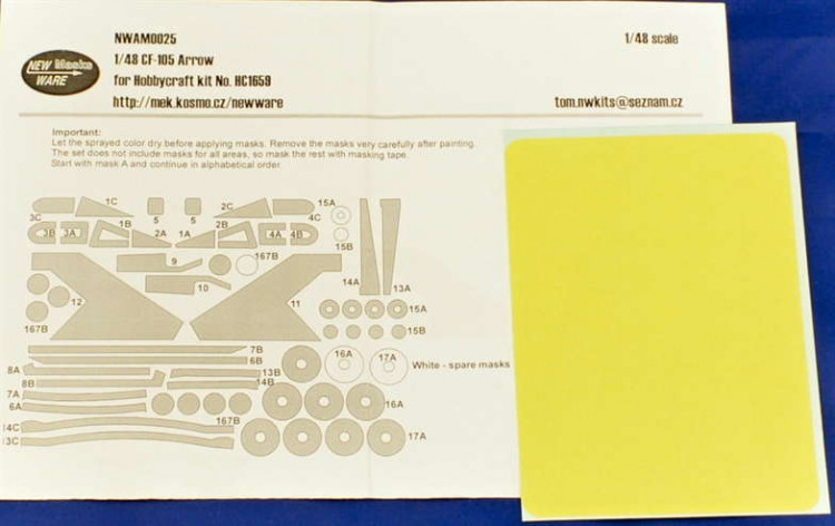 New Ware NWA-M0025 1/48 Mask CF-105 Arrow (HOBBYCR. HC1659)