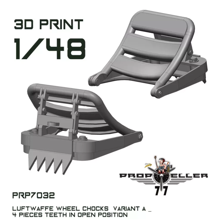 77 Propeller 77PRP-7032 Luftwaffe wheel chocks teeth opened (4 pcs.) 1/48