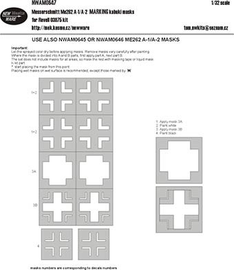 New Ware NWA-M0647 1/32 Mask Me262 A-1/A-2 MARKING (REV 03875)