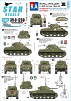 Star Decals 35-C1260 Royal Artillery # 3.British RA in NW Europe 1944-45. Sherman Mk.V OP tanks , and M7 Priest 105mm Howitzer 1/35