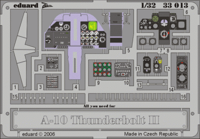 Eduard 33013 A-10 dashboard 1/32 TRU